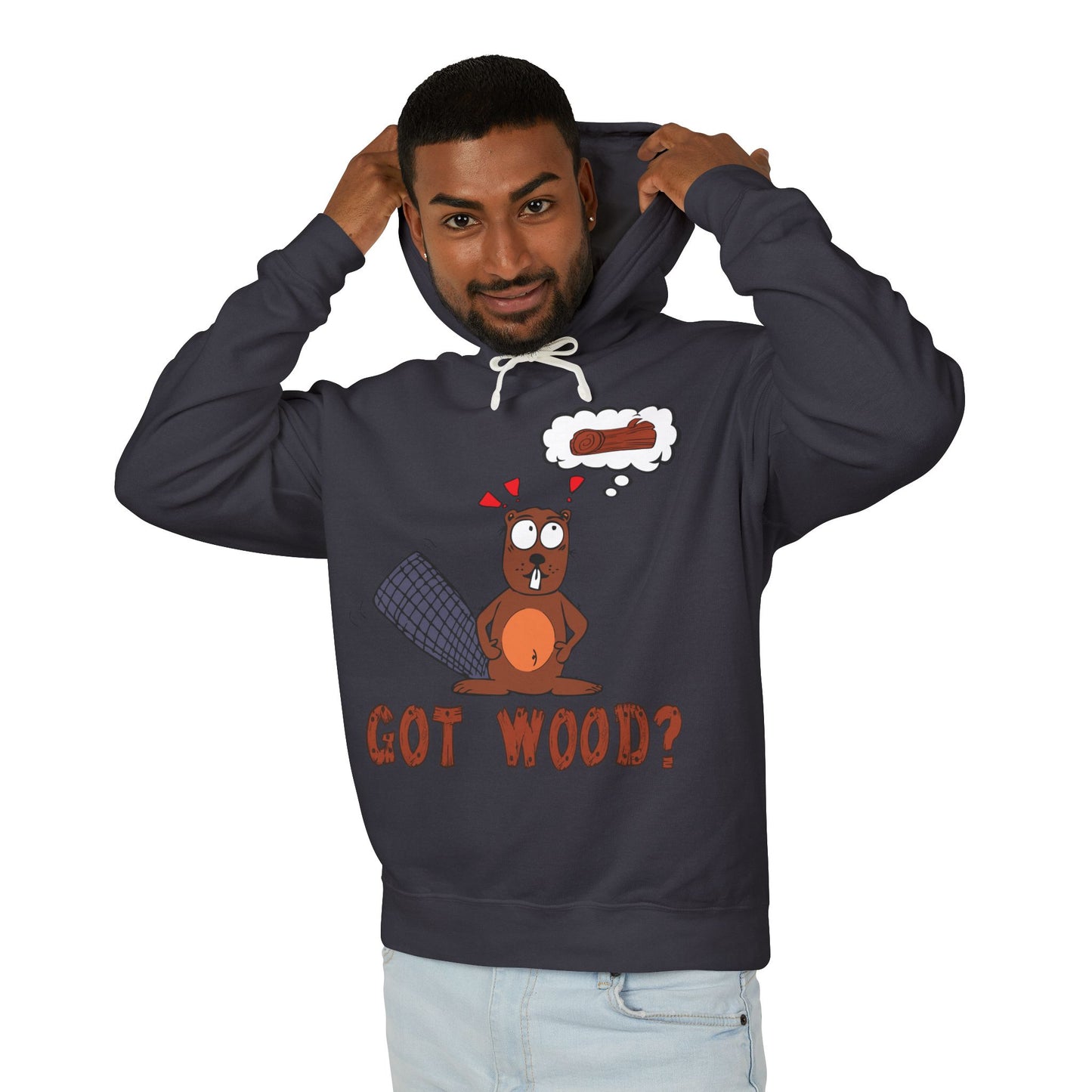 "Got Wood?" Beaver/PNW Unisex Hooded Sweatshirt (Original Art)
