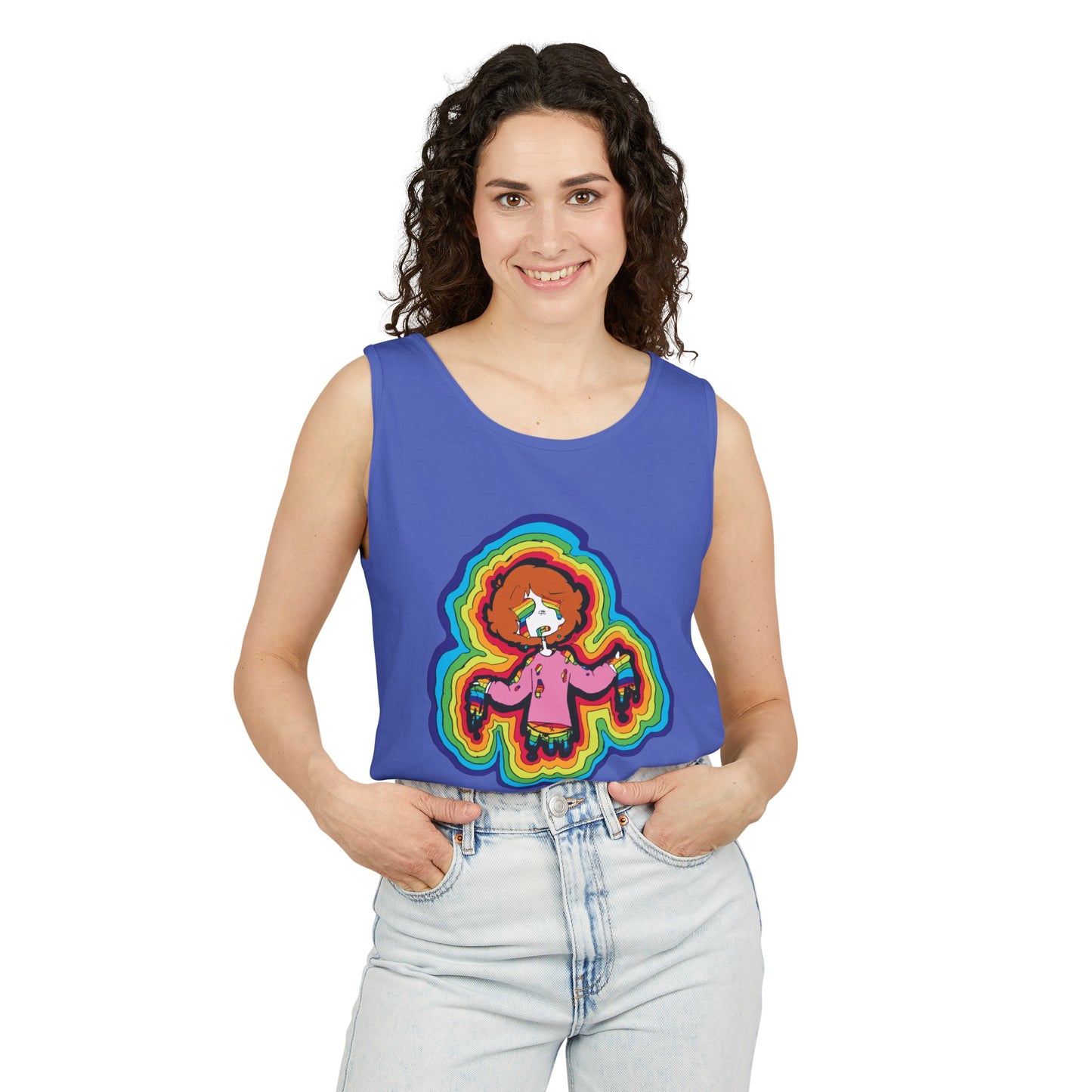 "Eternal Girl" Original Art-Unisex Garment-Dyed Tank Top
