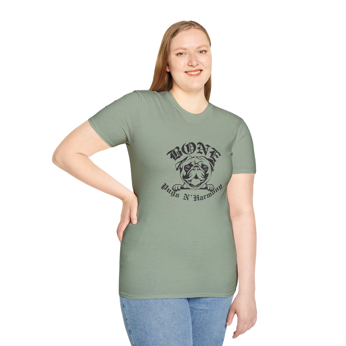 "Bone Pugs N' Harmony" Tee Shirt (Black Outline)
