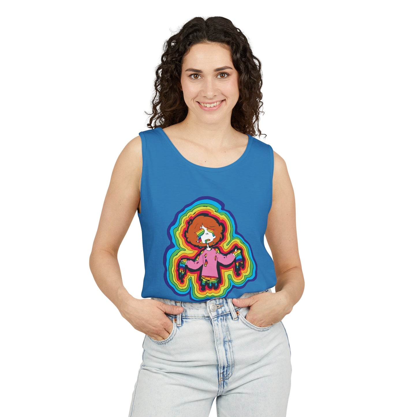 "Eternal Girl" Original Art-Unisex Garment-Dyed Tank Top
