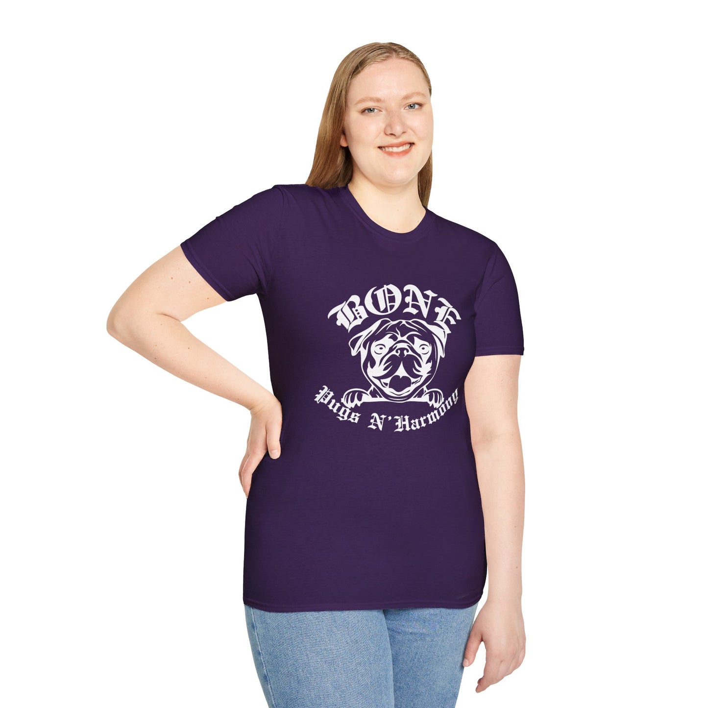 "Bone Pugs N' Harmony" Tee Shirt (White Outline)