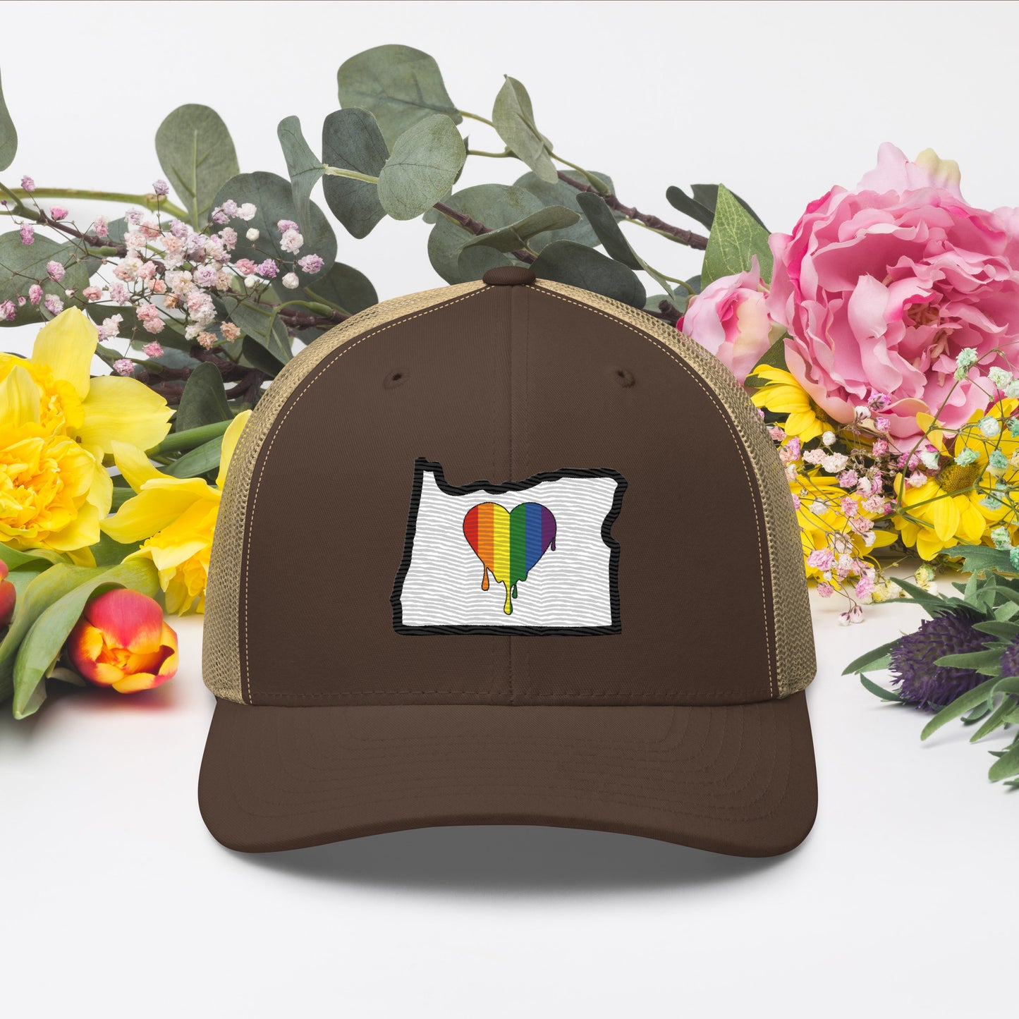 Oregon Pride Rainbow Flag Trucker Cap