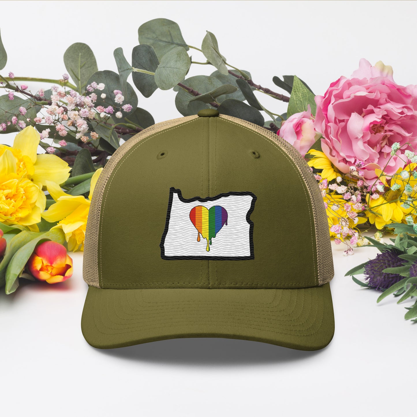 Oregon Pride Rainbow Flag Trucker Cap