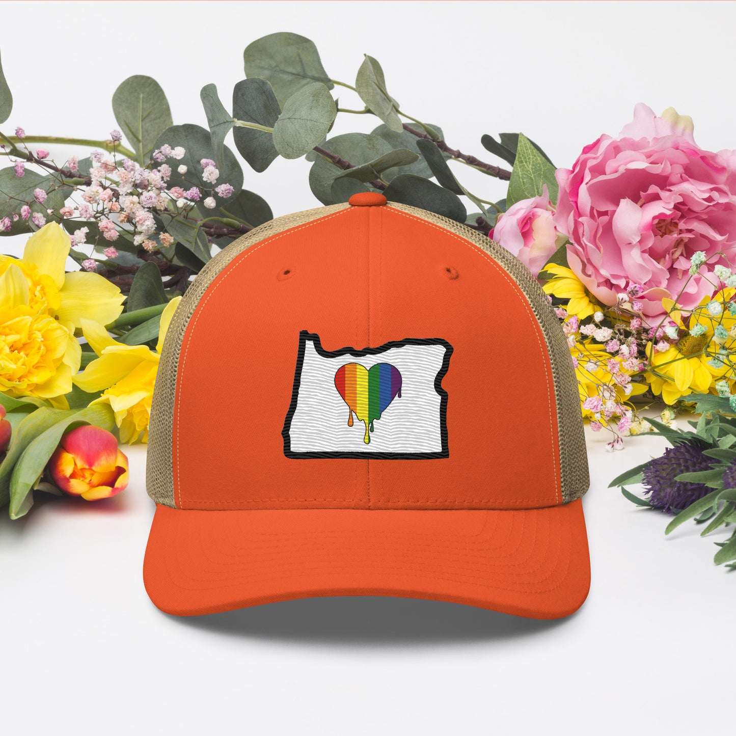 Oregon Pride Rainbow Flag Trucker Cap
