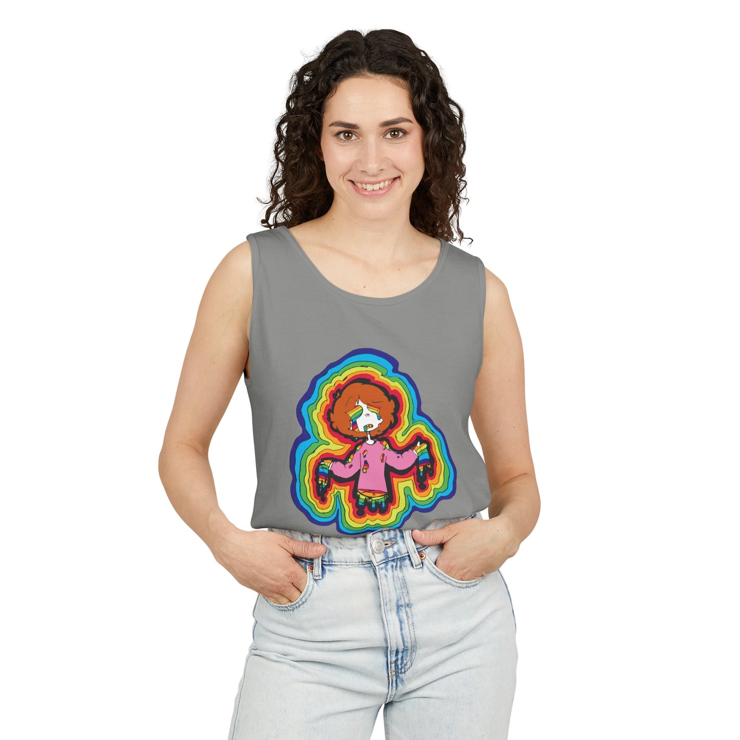 "Eternal Girl" Original Art-Unisex Garment-Dyed Tank Top