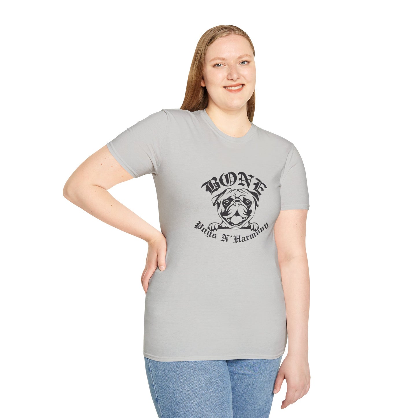 "Bone Pugs N' Harmony" Tee Shirt (Black Outline)