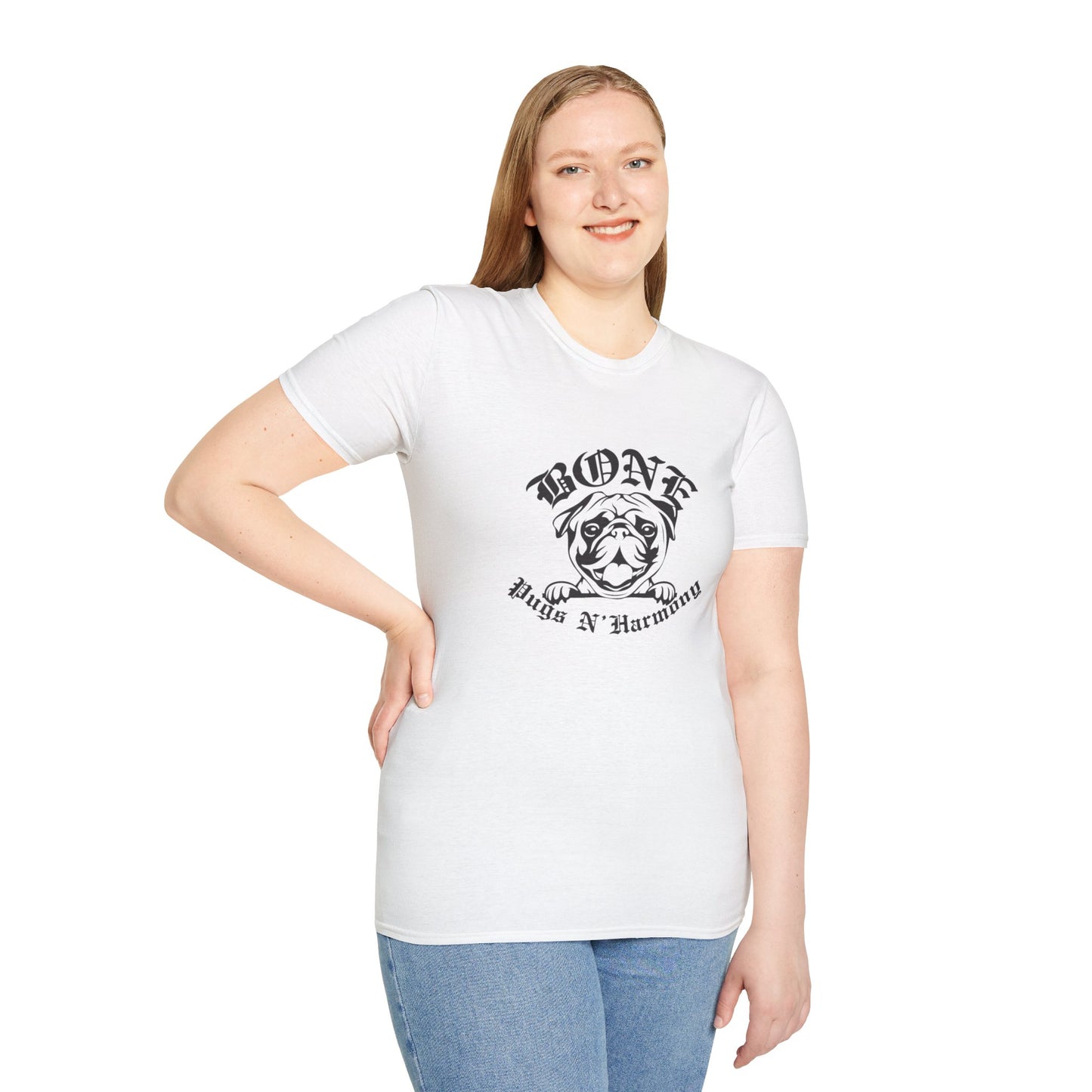 "Bone Pugs N' Harmony" Tee Shirt (Black Outline)