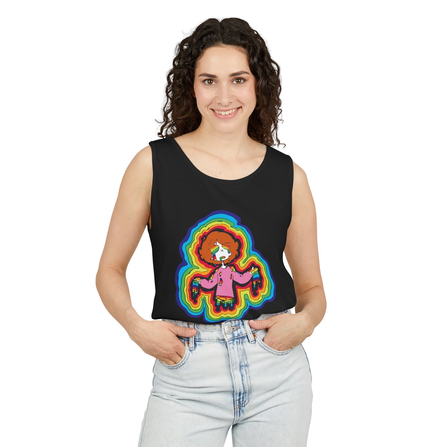 "Eternal Girl" Original Art-Unisex Garment-Dyed Tank Top