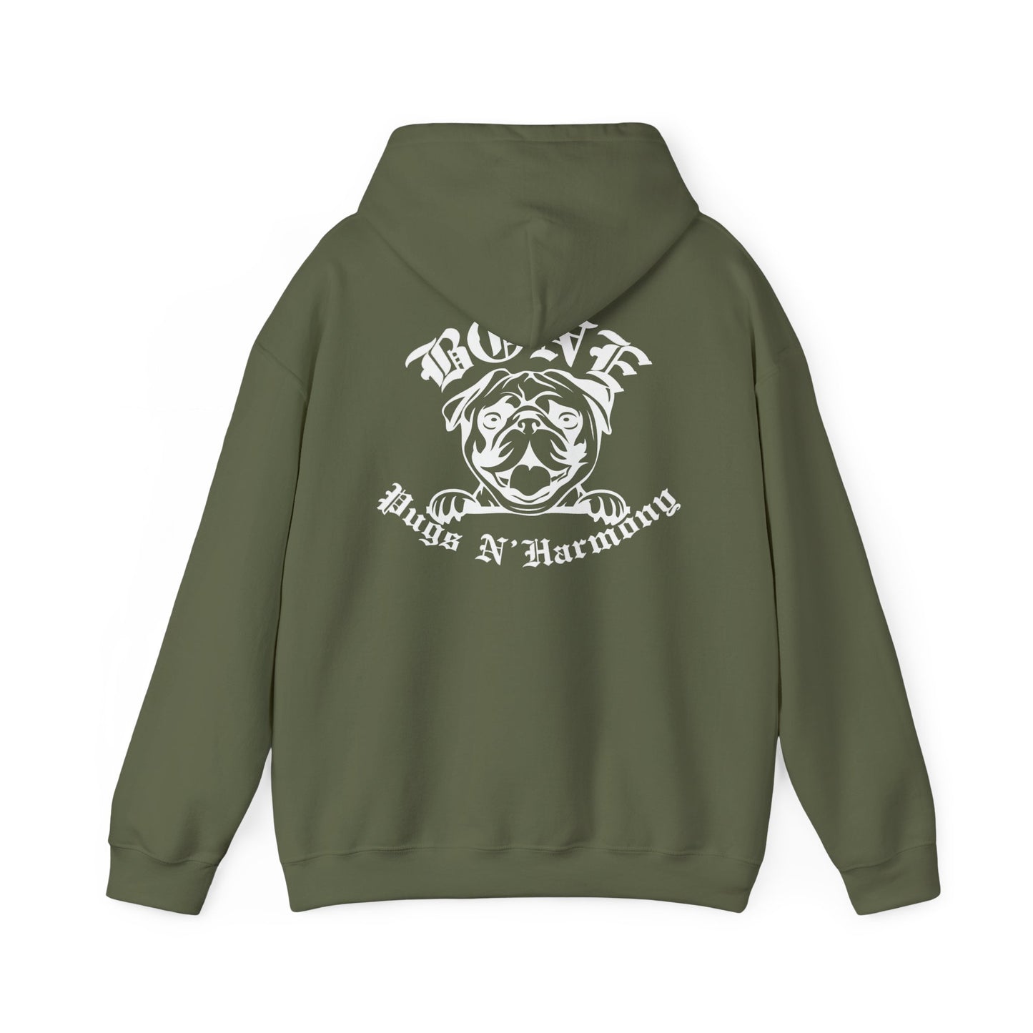 "Bone Pugs N' Harmony-We let the dogs out" Unisex Heavy Blend™ Hooded Sweatshirt