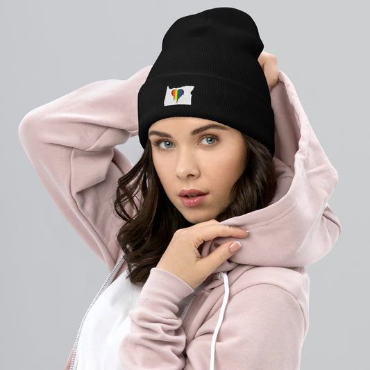 Oregon Pride, Dripping Rainbow-Cuffed Beanie