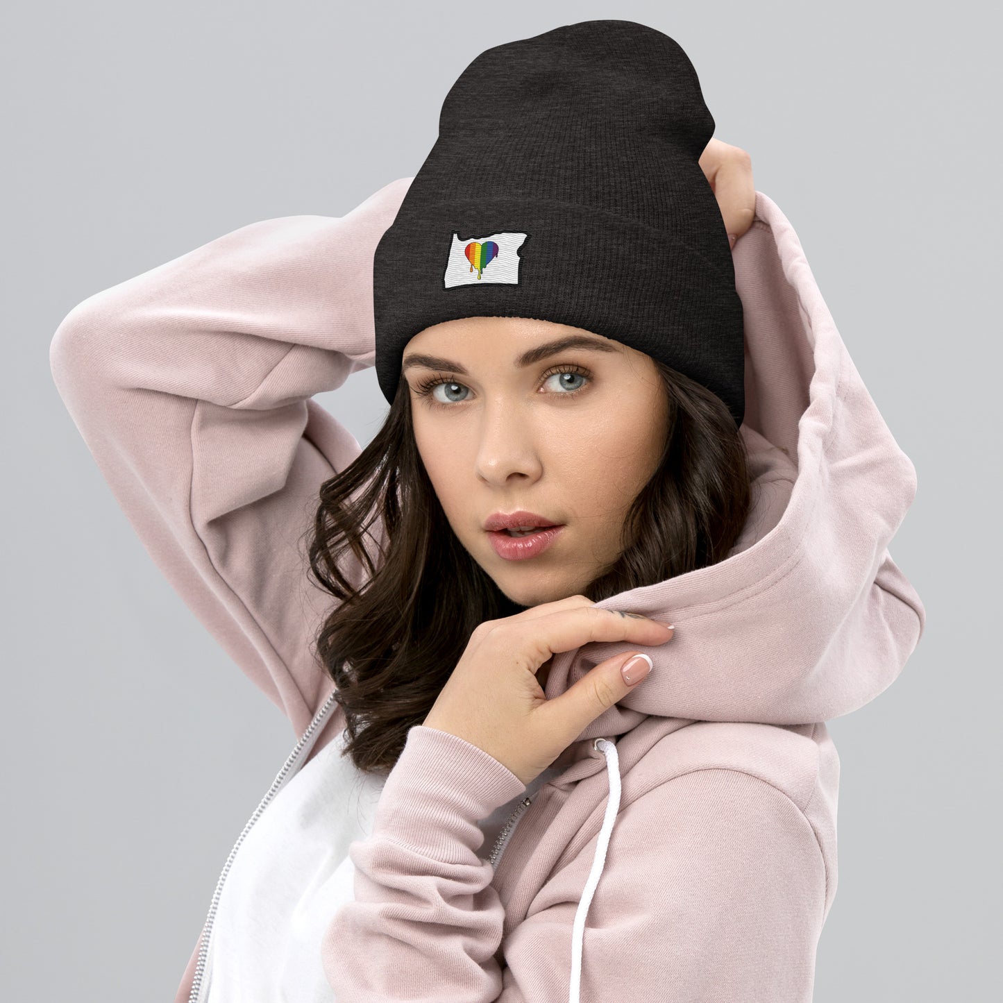 Oregon Pride, Dripping Rainbow-Cuffed Beanie