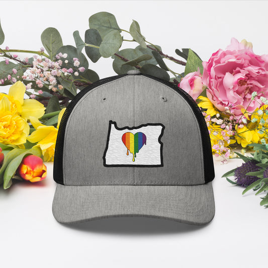 Oregon Pride Rainbow Flag Trucker Cap