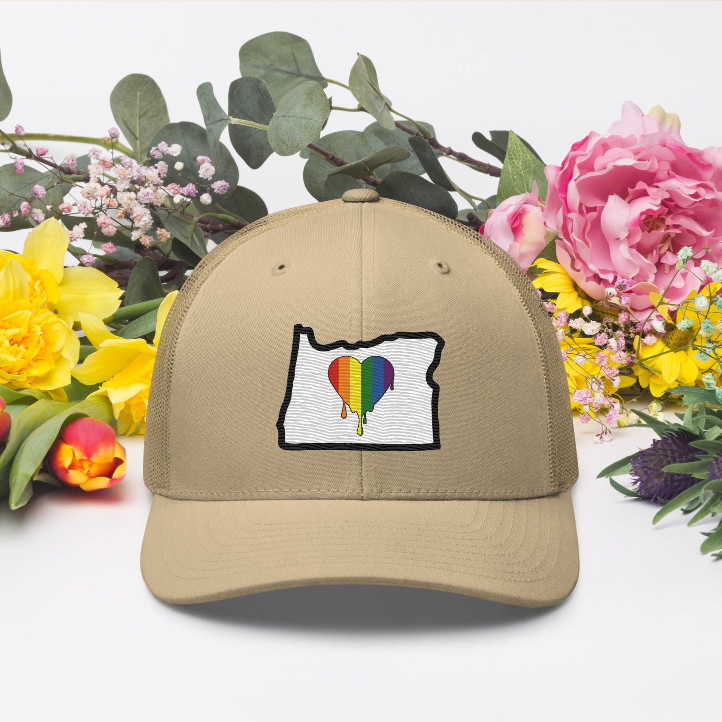 Oregon Pride Rainbow Flag Trucker Cap