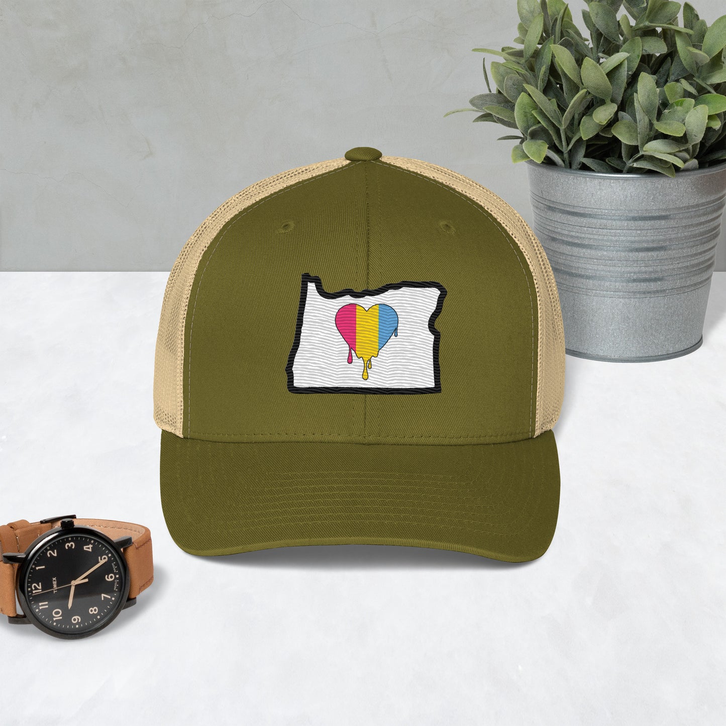 Oregon Pride Pan Flag Trucker Cap