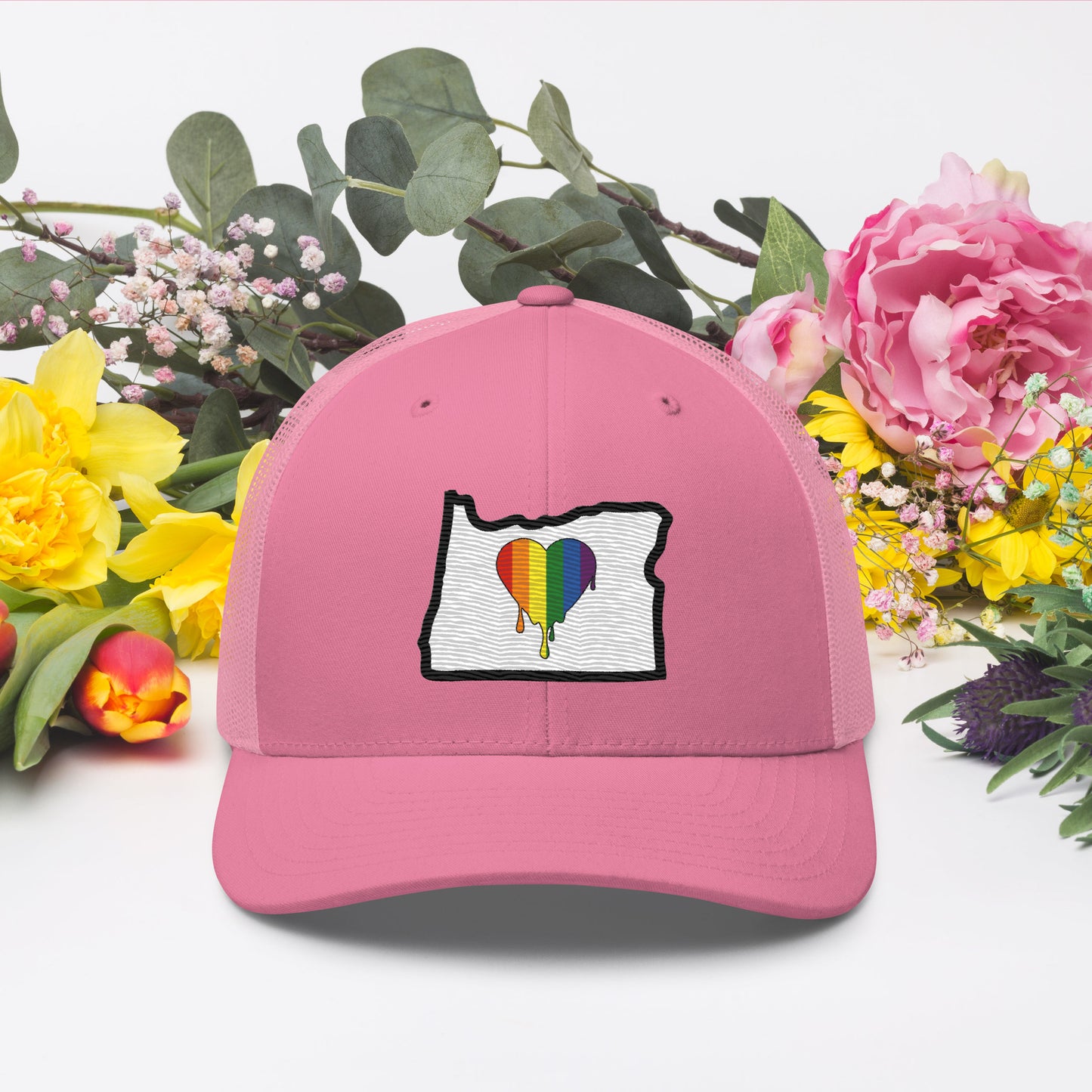 Oregon Pride Rainbow Flag Trucker Cap